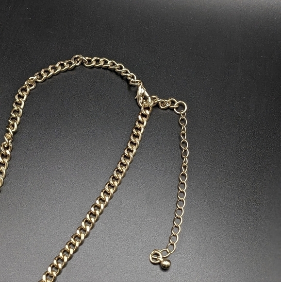 EGYPTIAN Revival Style Blue, Green, And Rhinestone Gold Toned Statement Chain - Picture 8 of 8